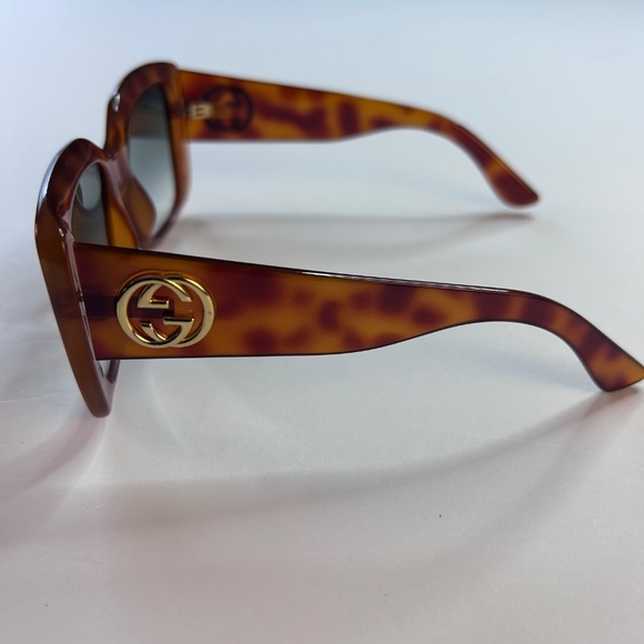 GUCCI Oversized Square Blonde Havana Green Classic Sunglasses GG0141S 3814 - Picture 6 of 16